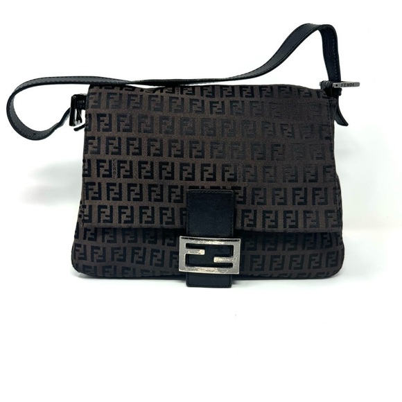 Fendi Vintage Mama Baguette – Brown Zucchino Canvas Shoulder Bag - Picture 1 of 11